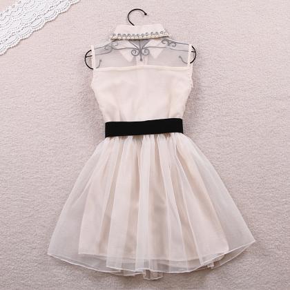 Diamond Pearl Vest Dress Slim Dress